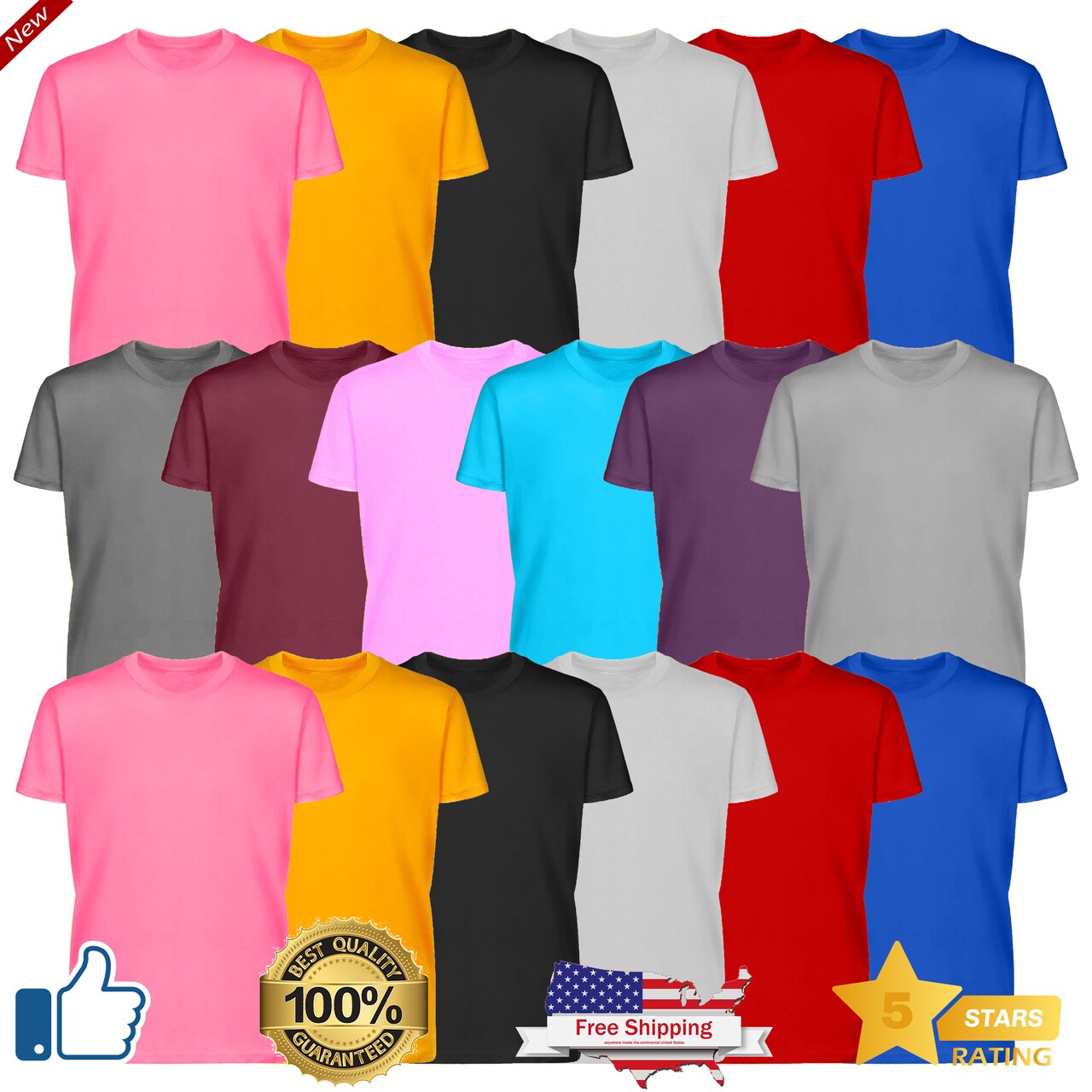 RADYAN Kids Pack size T-shirts - 100% Cotton Short Sleeve T-shirts for Kids | &#x22;Cool and Cute for Fashion-Forward Kids&#x22; - Summer Tees